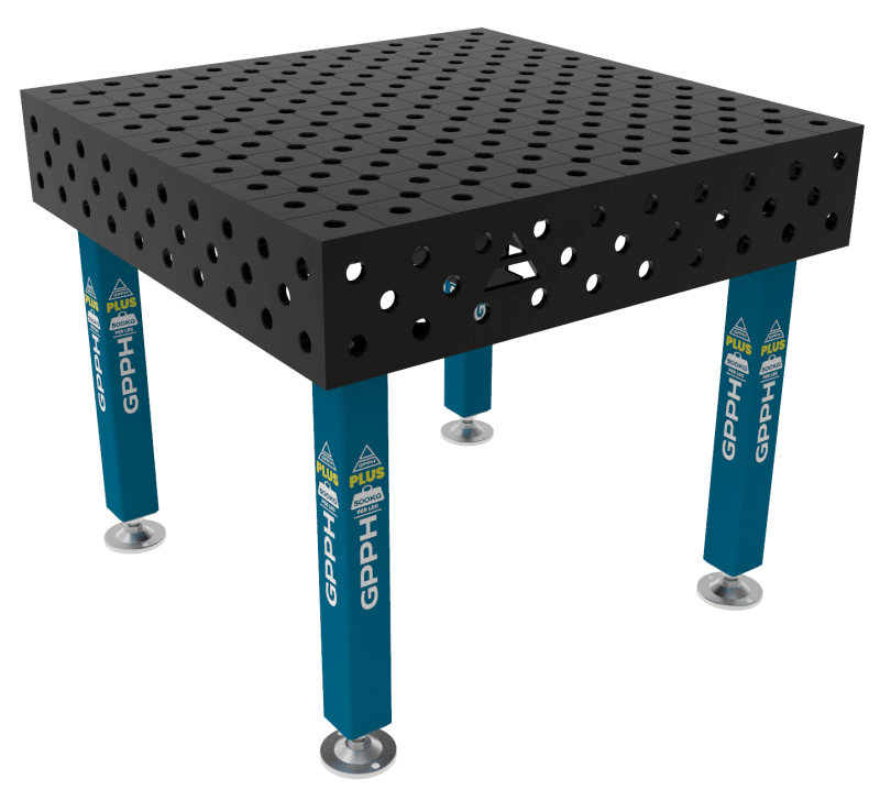 Stół Spawalniczy PLUS Rozmiar - 1000x1000mm, Siatka - diagonalna, System - Φ28, Nogi - Na stopach