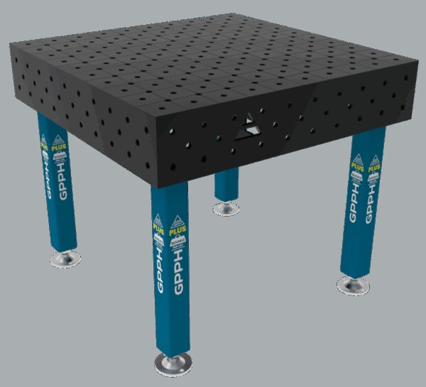 Stół Spawalniczy PLUS Rozmiar - 1000x1000mm, Siatka - diagonalna, System - Φ16, Nogi - Na stopach