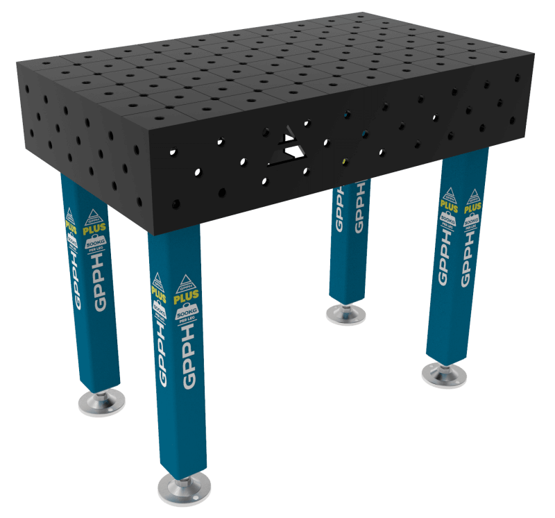 Stół Spawalniczy PLUS Rozmiar - 1000x600mm, Siatka - diagonalna, System - Φ16, Nogi - Na stopach