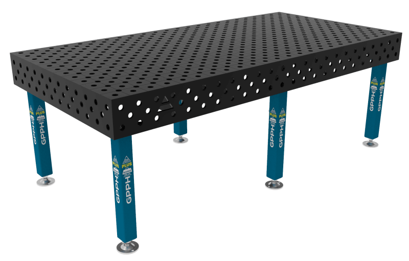 Stół Spawalniczy PLUS Siatka - diagonalna, System - Φ28, Rozmiar - 2400x1200mm, Nogi - Na stopach