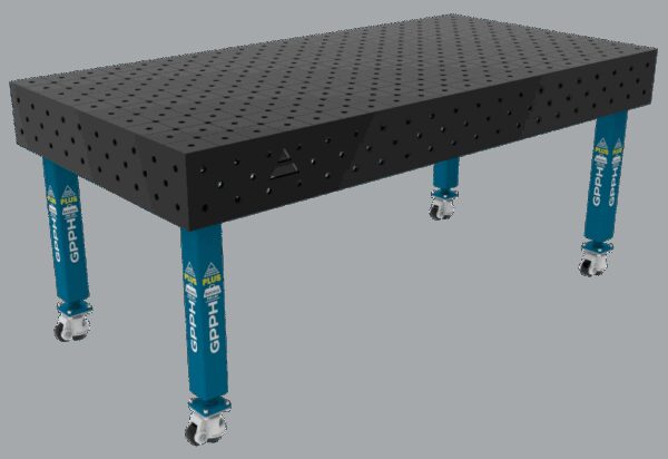 Stół Spawalniczy PLUS Rozmiar - 2000x1000mm, Siatka - diagonalna, System - Φ16, Nogi - Na kołach