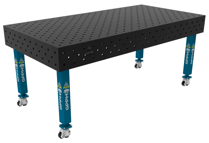 Stół Spawalniczy PLUS Rozmiar - 2000x1000mm, Siatka - diagonalna, System - Φ16, Nogi - Na kołach
