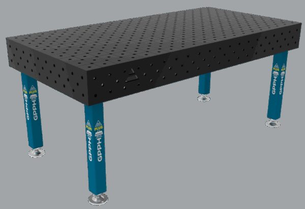 Stół Spawalniczy PLUS Rozmiar - 2000x1000mm, Siatka - diagonalna, System - Φ16, Nogi - Na stopach
