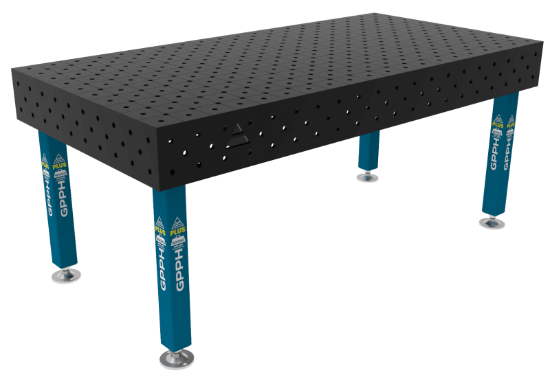 Stół Spawalniczy PLUS Rozmiar - 2000x1000mm, Siatka - diagonalna, System - Φ16, Nogi - Na stopach