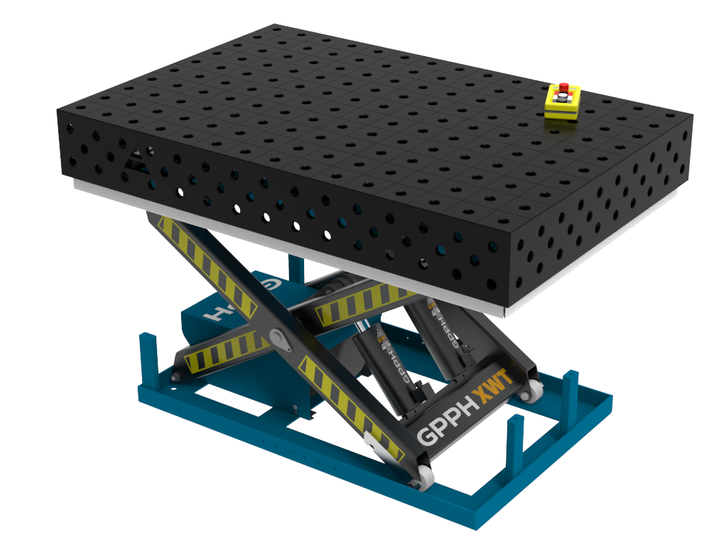 Stół Spawalniczy PRO 1500x1000 mm z hydraulicznym systemem podnoszenia, system 28, siatka 100x100mm