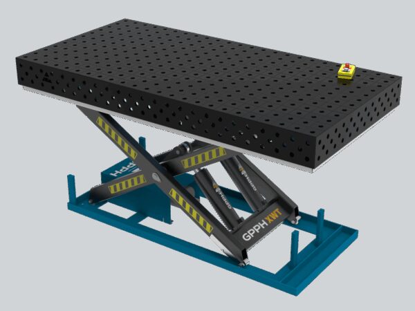 Stół Spawalniczy ECO 2400x1200 mm z hydraulicznym systemem podnoszenia, system 28, siatka 100x100mm