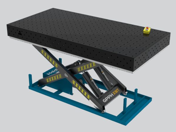 Stół Spawalniczy ECO 2400x1200 mm z hydraulicznym systemem podnoszenia, system 16, siatka 100x100mm