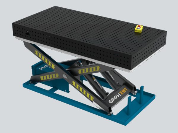 Stół Spawalniczy ECO 2000x1000 mm z hydraulicznym systemem podnoszenia, system 16, siatka 50x50mm