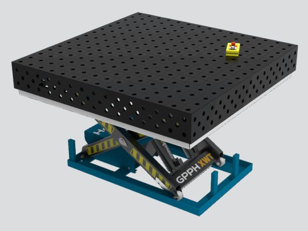 Stół Spawalniczy ECO 1500x1480 mm z hydraulicznym systemem podnoszenia, system 28, siatka 100x100