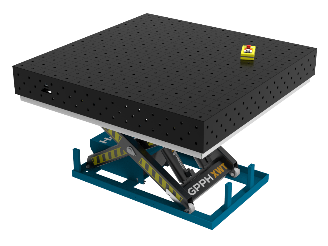 Stół Spawalniczy ECO 1500x1480 mm z hydraulicznym systemem podnoszenia, system 28 siatka 50x50mm