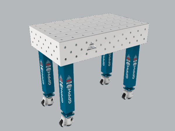 Stół Spawalniczy PRO INOX Rozmiar - 1000x600mm, Siatka - 100x100mm, System - Φ16, Nogi - Na kołach