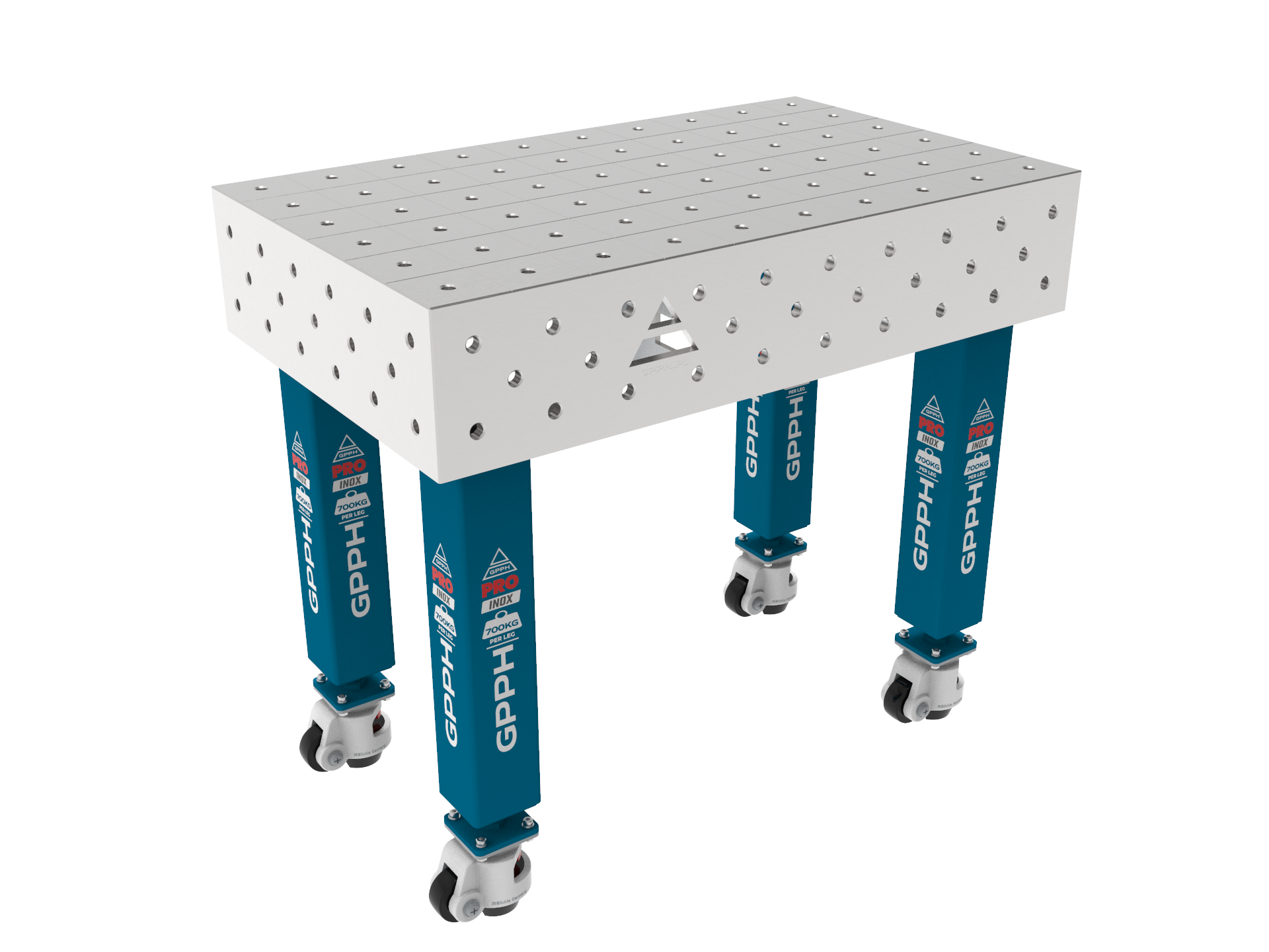 Stół Spawalniczy PRO INOX Rozmiar - 1000x600mm, Siatka - 100x100mm, System - Φ16, Nogi - Na kołach