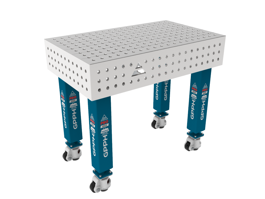 Stół Spawalniczy PRO INOX Rozmiar - 1000x600mm, Siatka - 50x50mm, System - Φ16, Nogi - Na kołach