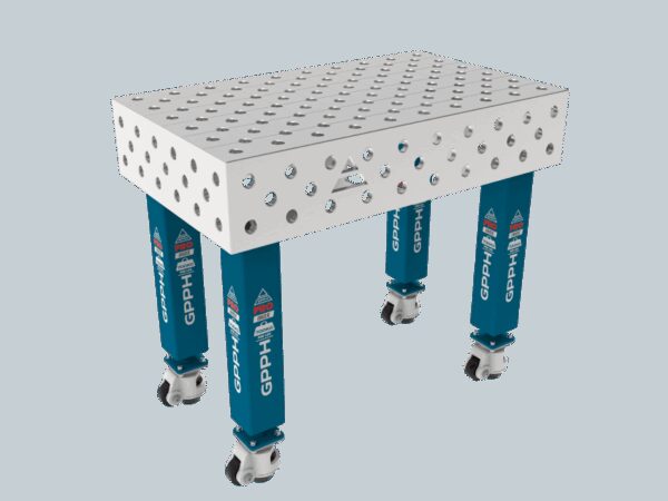 Stół Spawalniczy PRO INOX Rozmiar - 1000x600mm, Siatka - diagonalna, System - Φ28, Nogi - Na kołach