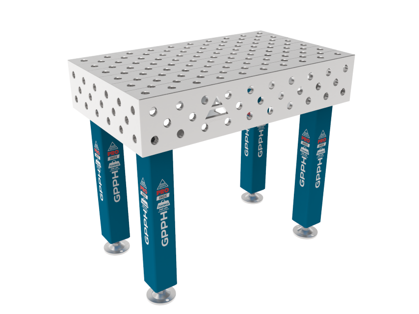Stół Spawalniczy PRO INOX Rozmiar - 1000x600mm, Siatka - diagonalna, System - Φ28, Nogi - Na stopach
