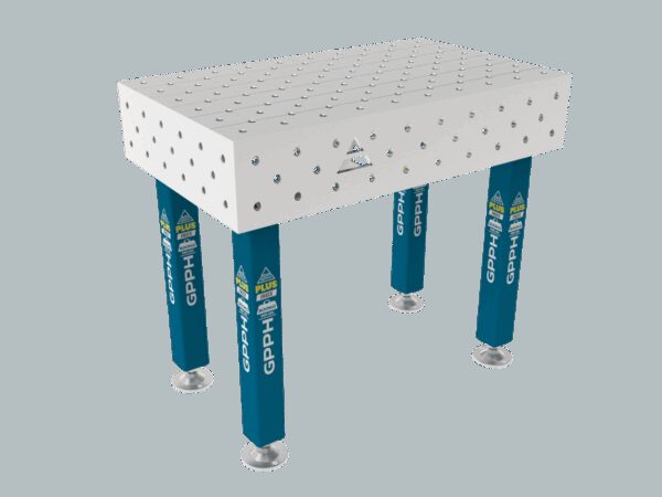 Stół Spawalniczy PLUS INOX 1000 x 600 mm Siatka - diagonalna, System - Φ16, Nogi - Na stopach, Blat - Blat PLUS INOX