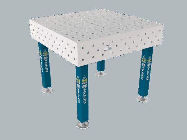 Stół Spawalniczy PLUS INOX 1000 x 1000 mm Siatka - 100x100mm, System - Φ16, Nogi - Na stopach, Blat - Blat PLUS INOX
