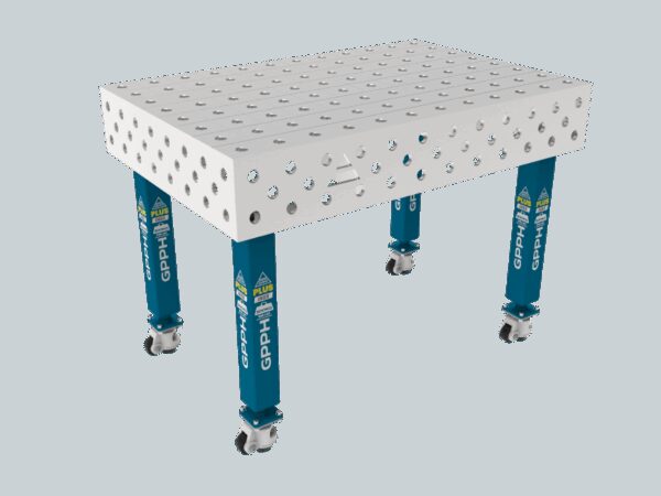 Stół Spawalniczy PLUS INOX 1200 x 800 mm Siatka - 100x100mm, System - Φ28, Nogi - Na kołach, Blat - Blat PLUS INOX