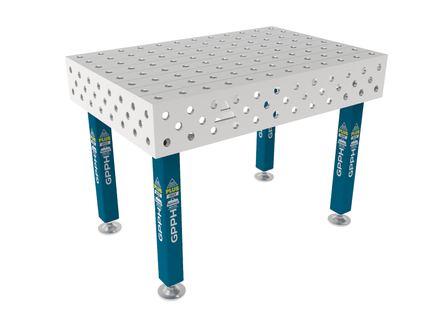 Stół Spawalniczy PLUS INOX 1200 x 800 mm Siatka - 100x100mm, System - Φ28, Nogi - Na stopach, Blat - Blat PLUS INOX