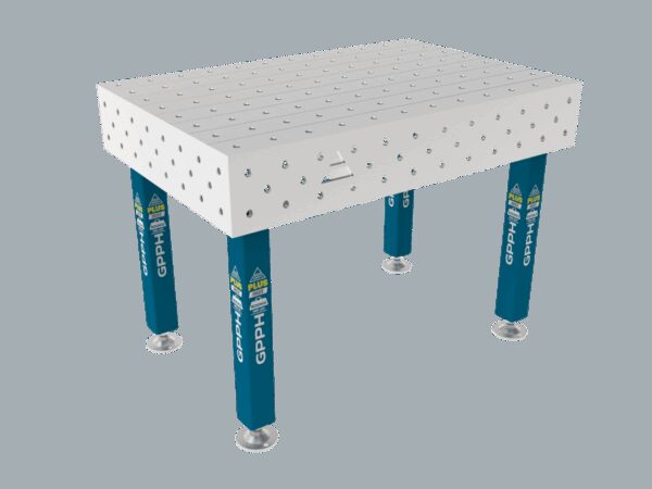 Stół Spawalniczy PLUS INOX 1200 x 800 mm Siatka - 100x100mm, System - Φ16, Nogi - Na stopach, Blat - Blat PLUS INOX