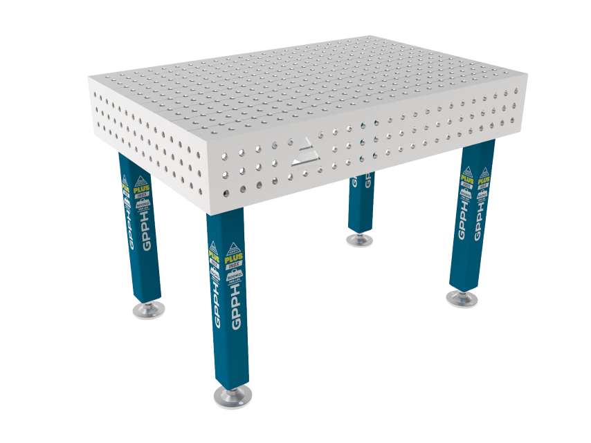 Stół Spawalniczy PLUS INOX 1200 x 800 mm Siatka - 50x50mm, System - Φ16, Nogi - Na stopach, Blat - Blat PLUS INOX