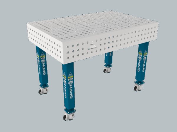 Stół Spawalniczy PLUS INOX 1200 x 800 mm Siatka - 50x50mm, System - Φ16, Nogi - Na kołach, Blat - Blat PLUS INOX