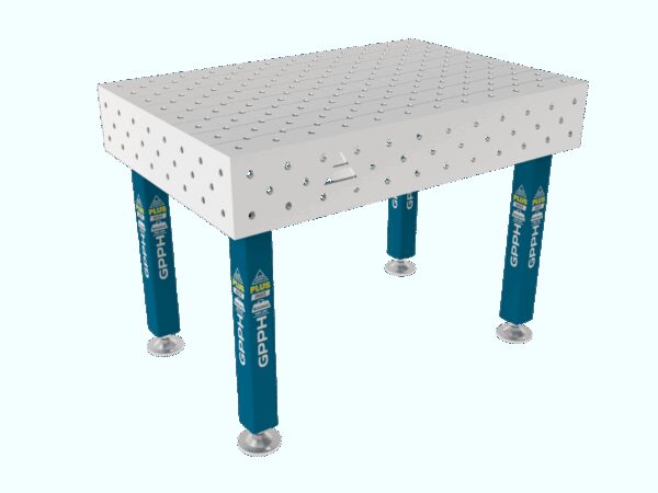 Stół Spawalniczy PLUS INOX 1200 x 800 mm Siatka - diagonalna, System - Φ16, Nogi - Na stopach, Blat - Blat PLUS INOX