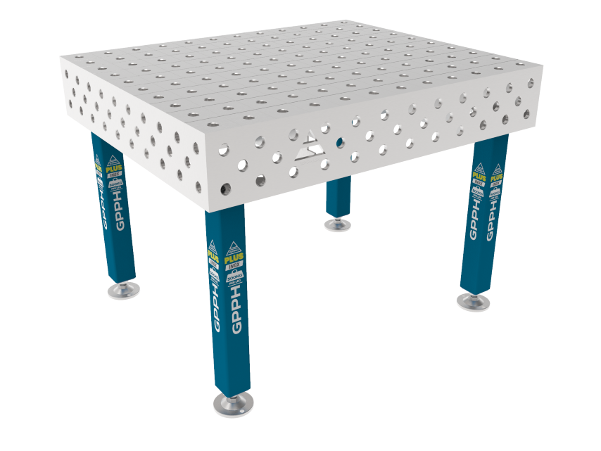 Stół Spawalniczy PLUS INOX 1200 x 1000 mm Siatka - 100x100mm, System - Φ28, Nogi - Na stopach, Blat - Blat plus INOX