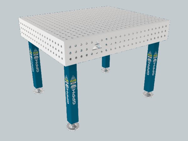 Stół Spawalniczy PLUS INOX 1200 x 1000 mm Siatka - 50x50mm, System - Φ16, Nogi - Na stopach, Blat - Blat plus INOX