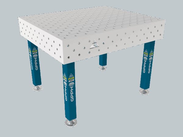 Stół Spawalniczy PLUS INOX 1200 x 1000 mm Siatka - diagonalna, System - Φ16, Nogi - Na stopach, Blat - Blat plus INOX