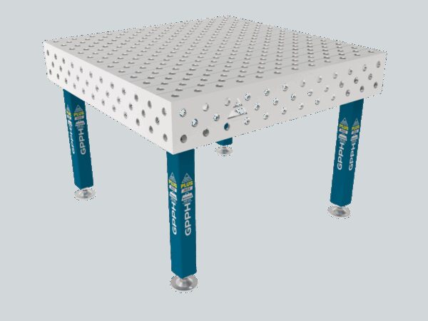 Stół Spawalniczy PLUS INOX 1200 x 1200 mm Siatka - diagonalna, System - Φ28, Nogi - Na stopach, Blat - Blat PLUS INOX