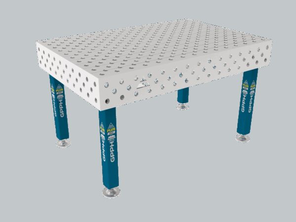 Stół Spawalniczy PLUS INOX 1500 x 1000 mm Siatka - diagonalna, System - Φ28, Nogi - Na stopach, Blat - Blat PLUS INOX