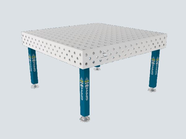 Stół Spawalniczy PLUS INOX 1500 x 1480 mm Siatka - 100x100mm, System - Φ28, Nogi - Na stopach, Blat - Blat PLUS INOX