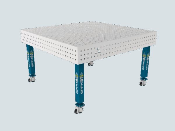 Stół Spawalniczy PLUS INOX 1500 x 1480 mm Siatka - 50x50mm, System - Φ16, Nogi - Na kołach, Blat - Blat PLUS INOX