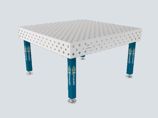 Stół Spawalniczy PLUS INOX 1500 x 1480 mm Siatka - diagonalna, System - Φ28, Nogi - Na stopach, Blat - Blat PLUS INOX