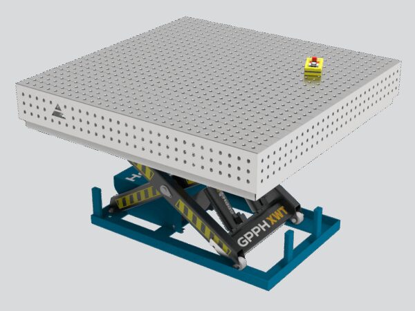 Stół Spawalniczy PRO INOX 1500x1480 mm z hydraulicznym systemem podnoszenia, system 16, siatka 50x50mm