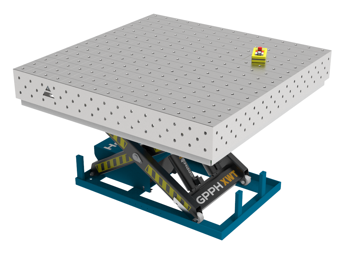 Stół Spawalniczy PRO INOX 1500x1480 mm z hydraulicznym systemem podnoszenia, system 16, siatka 100x100
