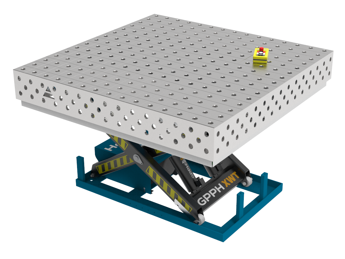 Stół Spawalniczy PRO INOX 1500x1480 mm z hydraulicznym systemem podnoszenia, system 28, siatka 100x100