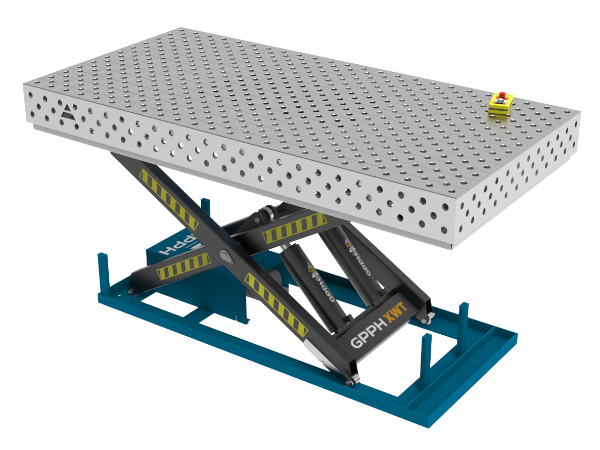 Stół Spawalniczy PRO INOX 2400x1200 mm z hydraulicznym systemem podnoszenia, system 28, siatka diagonalna