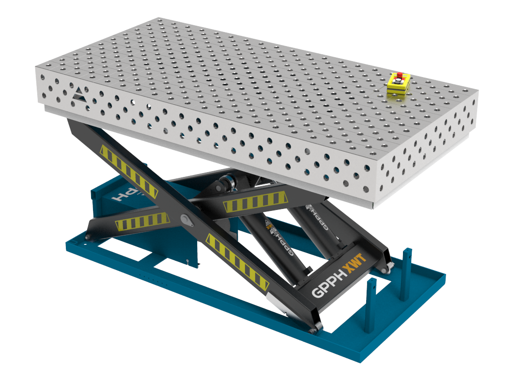 Stół Spawalniczy PRO INOX 2000x1000 mm z hydraulicznym systemem podnoszenia, system 28, siatka diagonalna