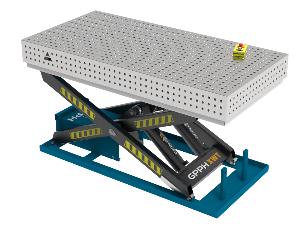 Stół Spawalniczy PRO INOX 2000x1000 mm z hydraulicznym systemem podnoszenia, system 16, siatka 50x50mm