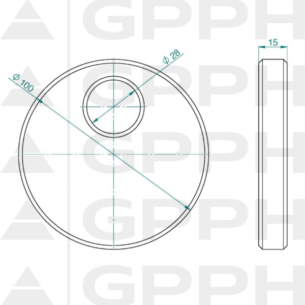Krążek φ100, System - Φ28, Seria - PRO rysunek techniczny