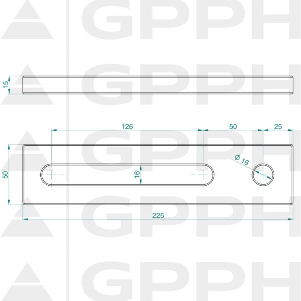 Stoper 225, System - Φ16, Seria - PRO rysunek techniczny