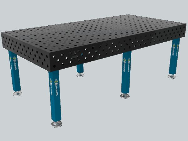 Stół Spawalniczy PLUS Siatka - 100x100mm, System - Φ28, Rozmiar - 2400x1200mm, Nogi - Na stopach