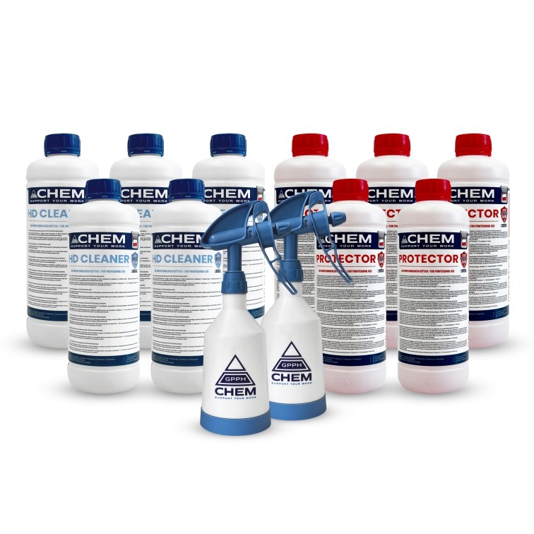 Zestaw preparatów chemicznych 5x HD Cleaner 5x Protector 2x Spryskiwacz GPPH CHEM