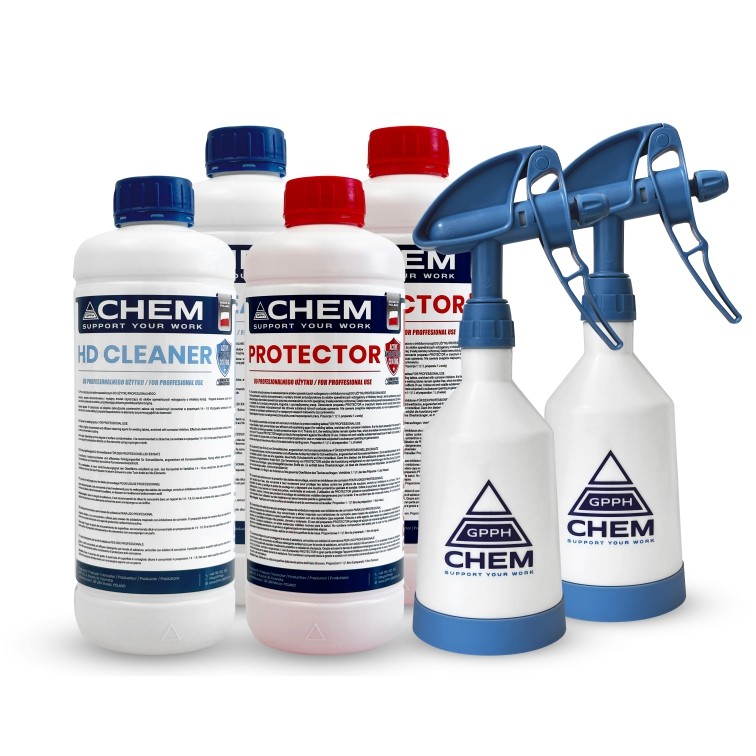 Zestaw preparatów chemicznych 2x HD Cleaner 2x Protector 2x Spryskiwacz GPPH CHEM