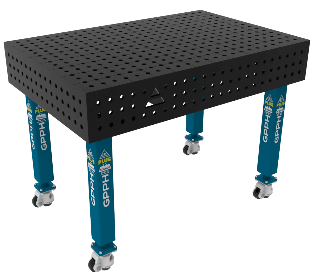 Stół Spawalniczy PLUS Rozmiar - 1200x800mm, Siatka - 50x50mm, System - Φ16, Nogi - Na kołach