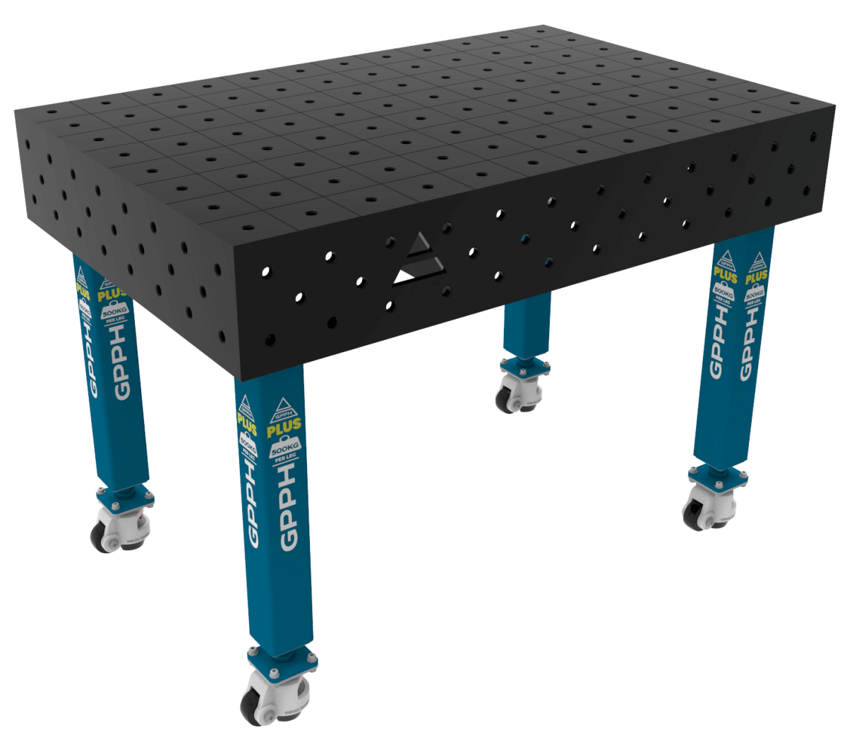 Stół Spawalniczy PLUS Rozmiar - 1200x800mm, Siatka - 100x100mm, System - Φ16, Nogi - Na kołach