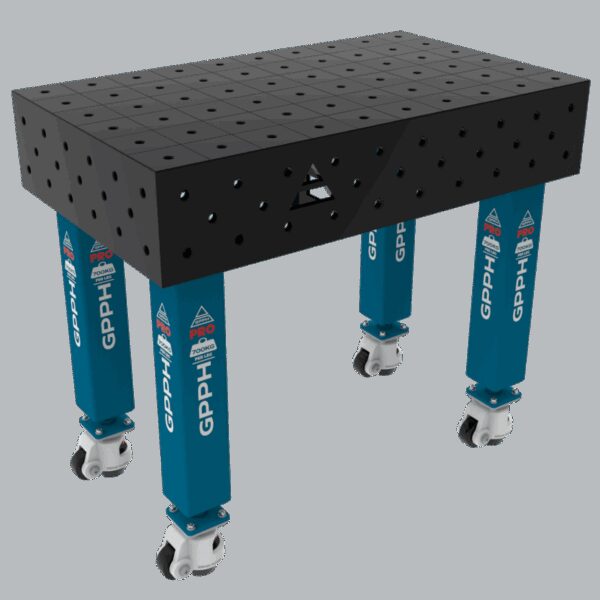 Stół Spawalniczy PRO Rozmiar - 1000x600mm, Siatka - 100x100mm, System -  Φ16, Nogi - Na kołach