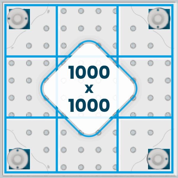 Ożebrowanie stołu 1000 x 1000 mm